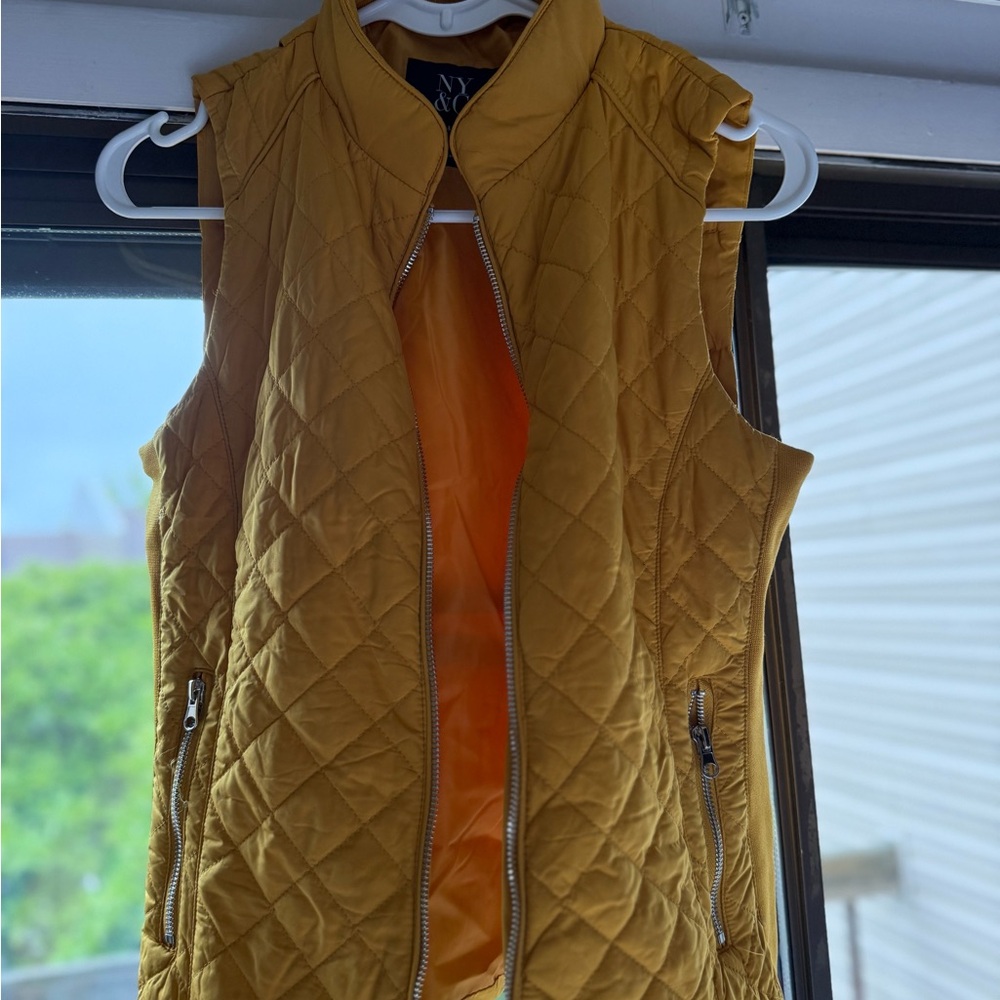 New York & Company Mustard Quilted Vest